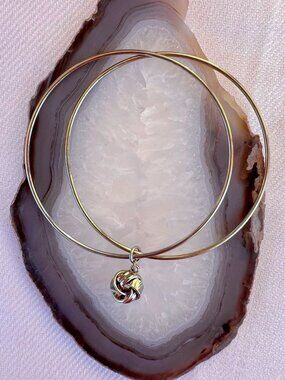 Gold "Love Knot" Charm Stacking Bangle Bracelet